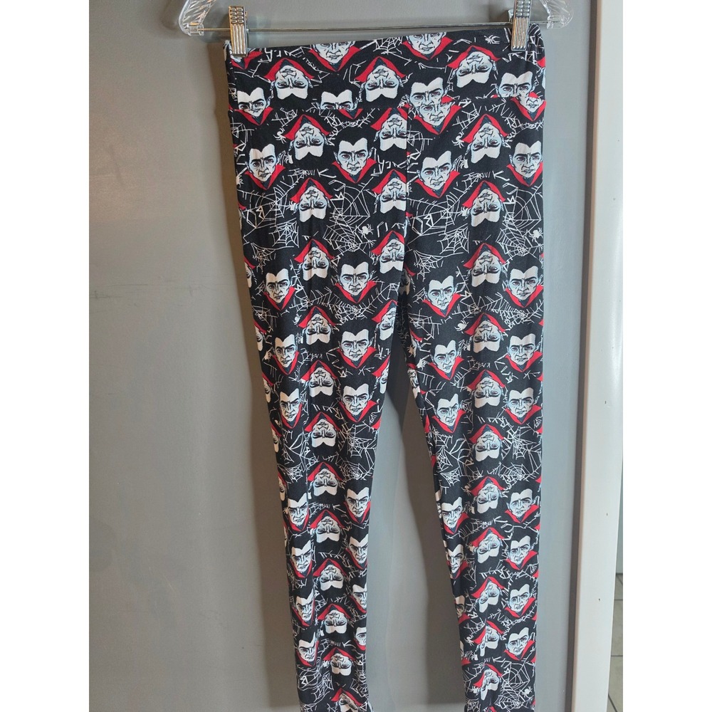 LuLaRoe Halloween Vampire Spiderweb Leggings One Size OS Black Red Spooky